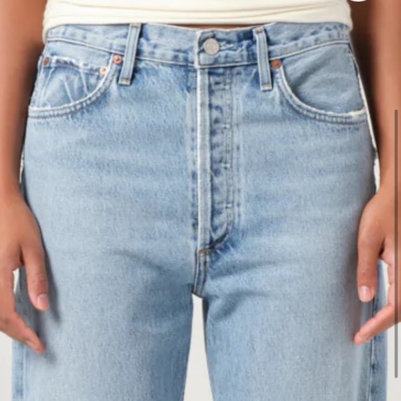 AGOLDE 90s Pinch Waist Ripped High Waist Straight Leg Jeans SZ 28 in Backdrop - Picture 3 of 16